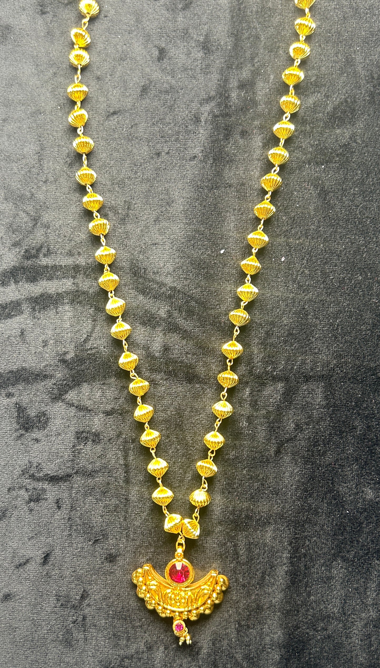 Traditional Gopdana Necklace with Ruby Pendant