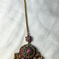 Dual-Tone Kundan Maang Tikka with Pink & Green Accents