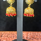 Golden Blossom Red Beaded Jhumkas