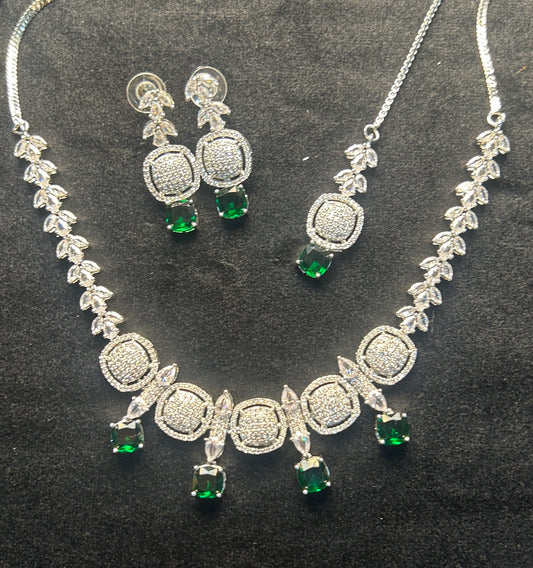 Emerald Grace CZ Necklace Set