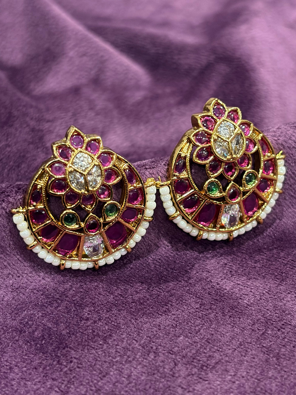 Royal Pink Kundan Bugadi