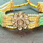 Kundan Floral Choker with Pearl & Green Bead Strands