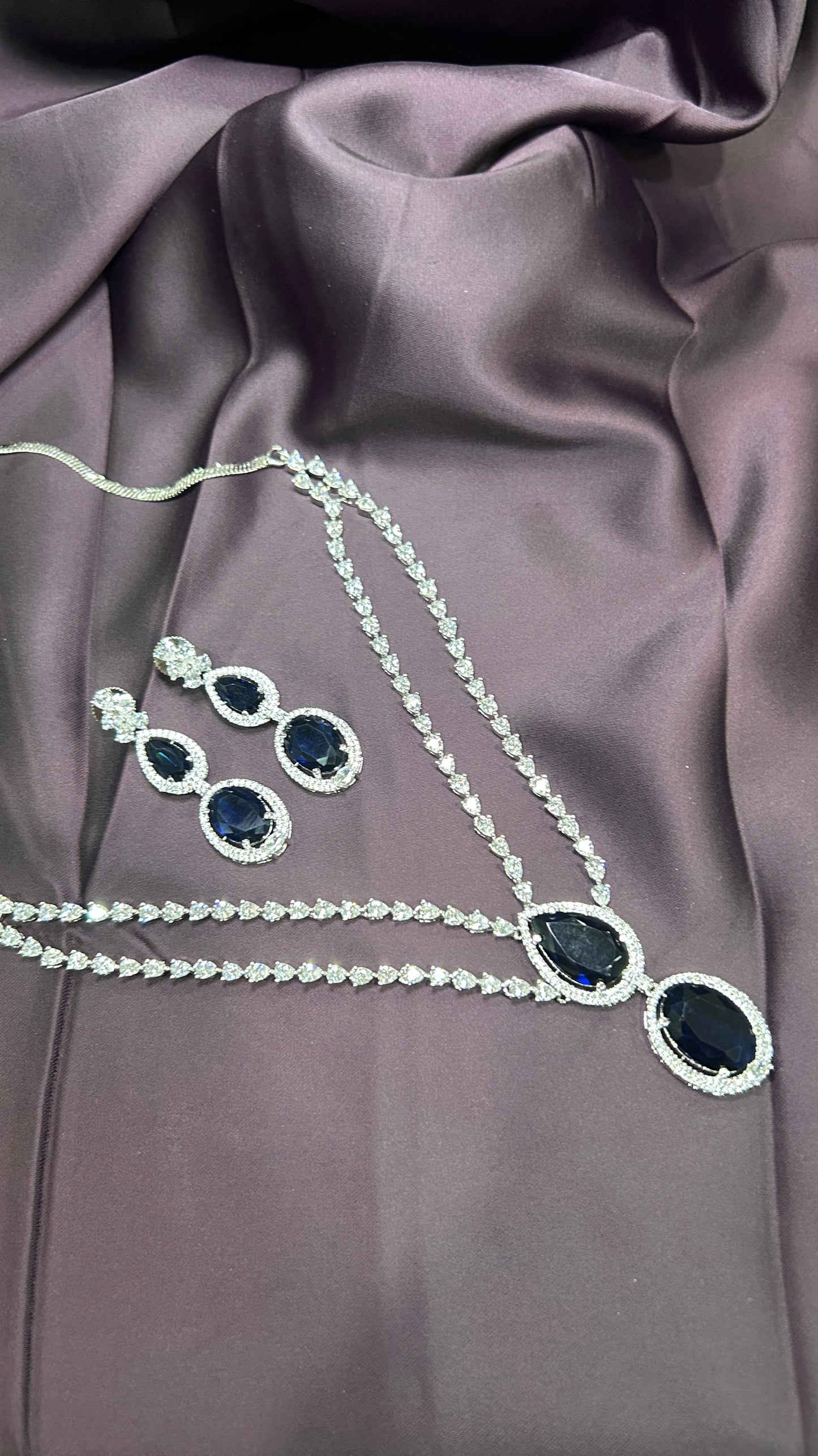 Sapphire & Diamond Double Layer Necklace Set