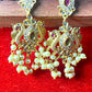 Peacock Motif Kundan Earrings with Pearl Clusters