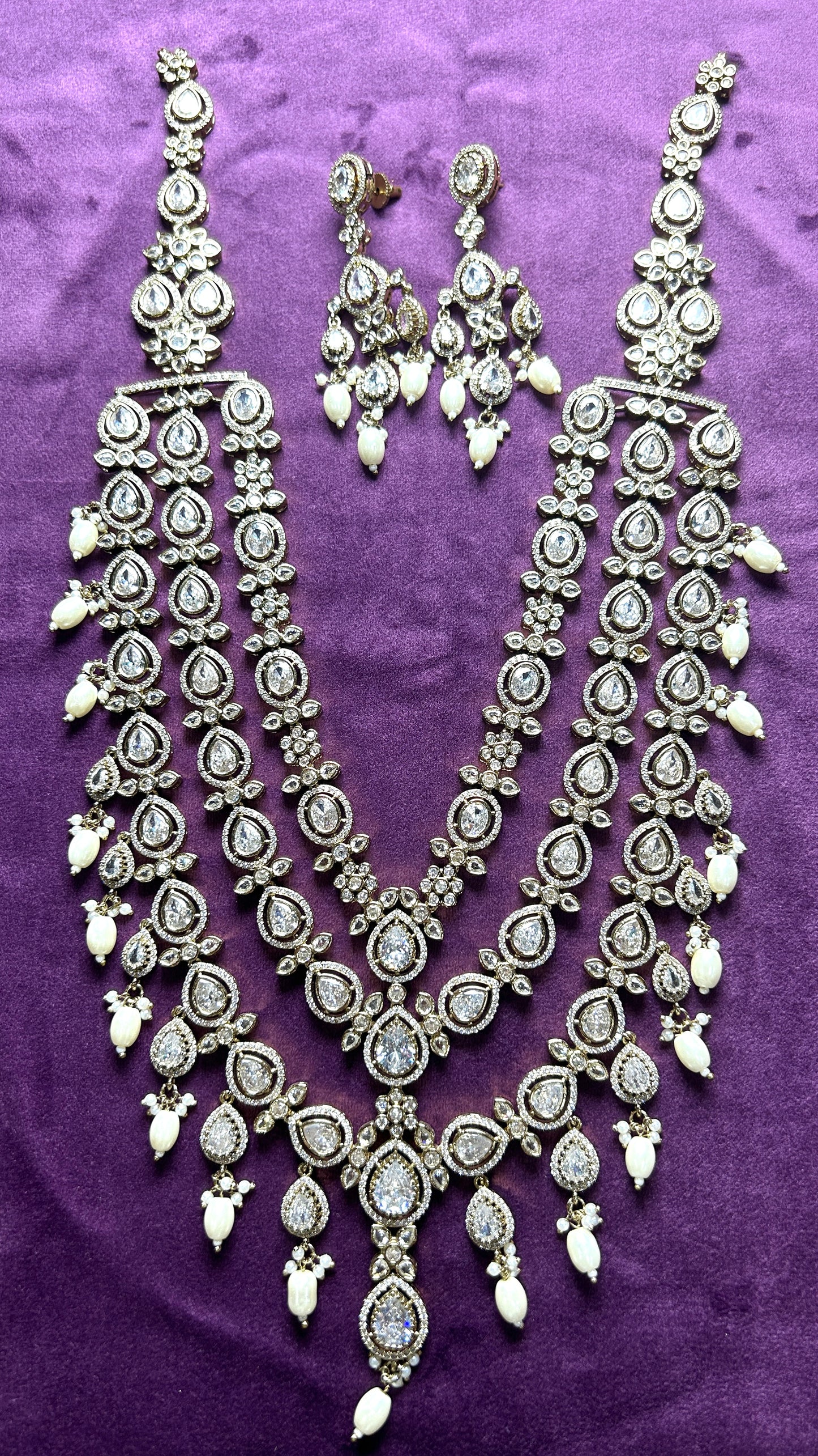 Grand Bridal Layered Necklace Set with Earrings