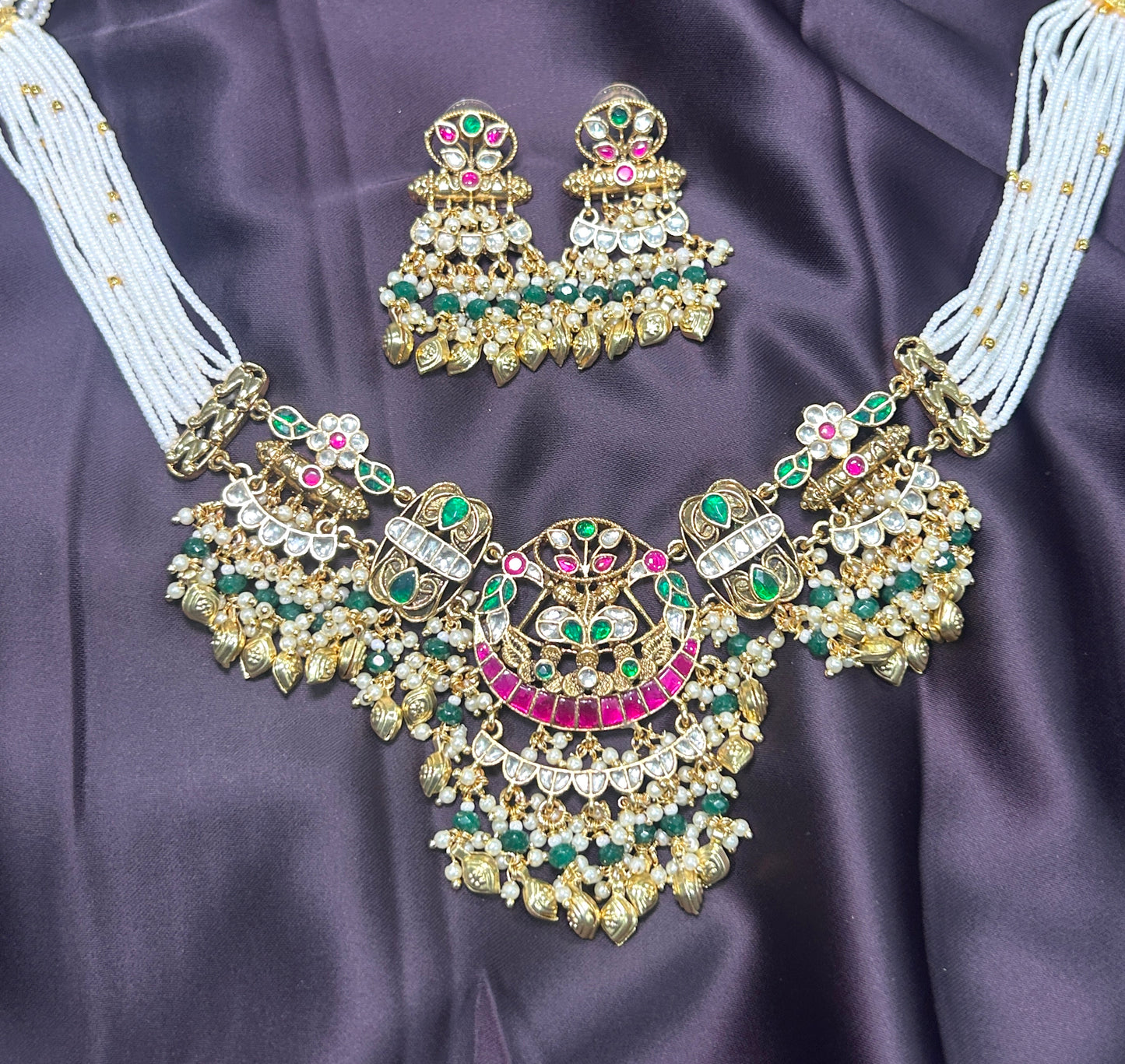 Kundan & Beaded Heritage Necklace Set