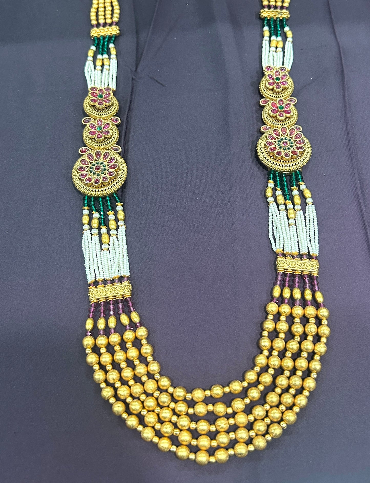 Heritage Multi-Layer Bead Necklace with Floral Discs