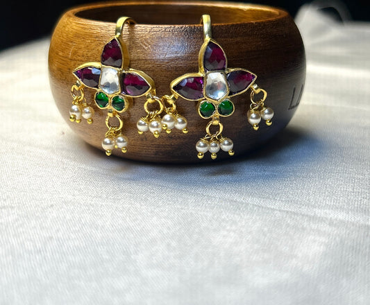 Four-Petal Kundan Bugdi Earrings