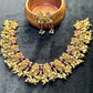 Peacock Motif Temple Necklace Set – Antique Gold with Pearl Drops