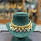 Royal Emerald & Pearl Kundan Choker Necklace with jhumkas