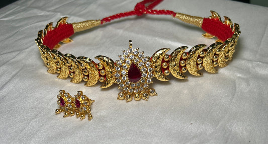 Traditional Chandrahar Necklace Gold Finish