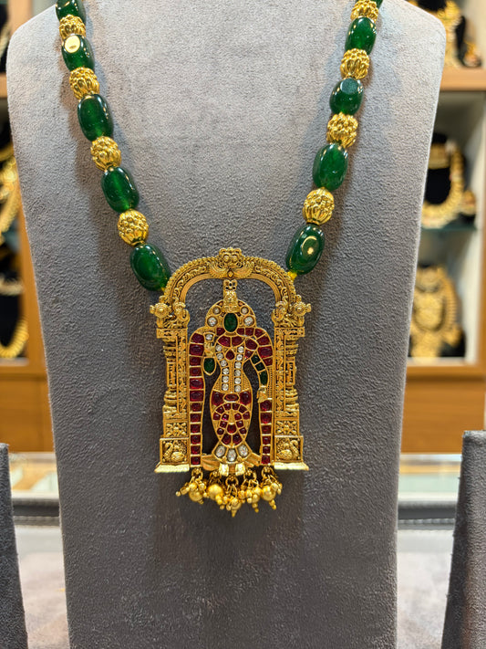 Green Beaded Temple Necklace