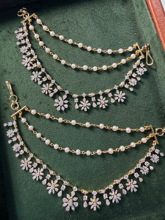 CZ AD Stone Ear Chain
