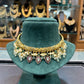 Royal Emerald & Pearl Kundan Choker Necklace with jhumkas